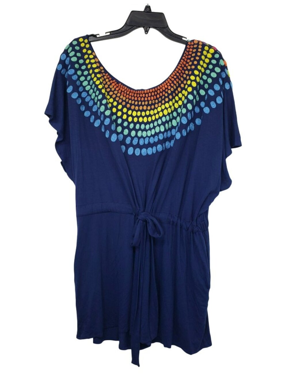 Mara Hoffman Swim Blue Rainbow Embroidered Circles Romper Relaxed Beach Boho L